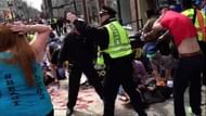 A video grab shows the victims of one of the blasts at the finish line of the Boston Marathon on April, 15, 2013